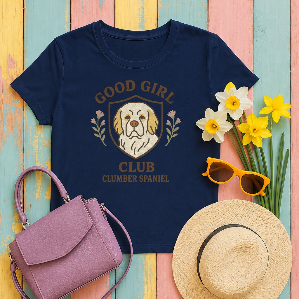 Clumber Good Girl Club Tee in Navy