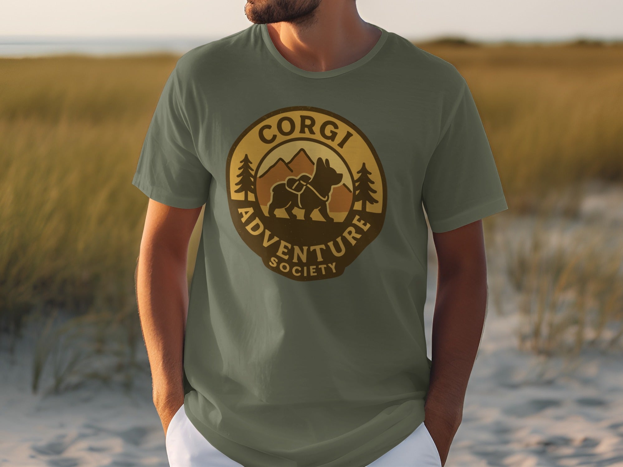 Corgi Adventure Society Graphic T-shirt for Outdoor Lovers