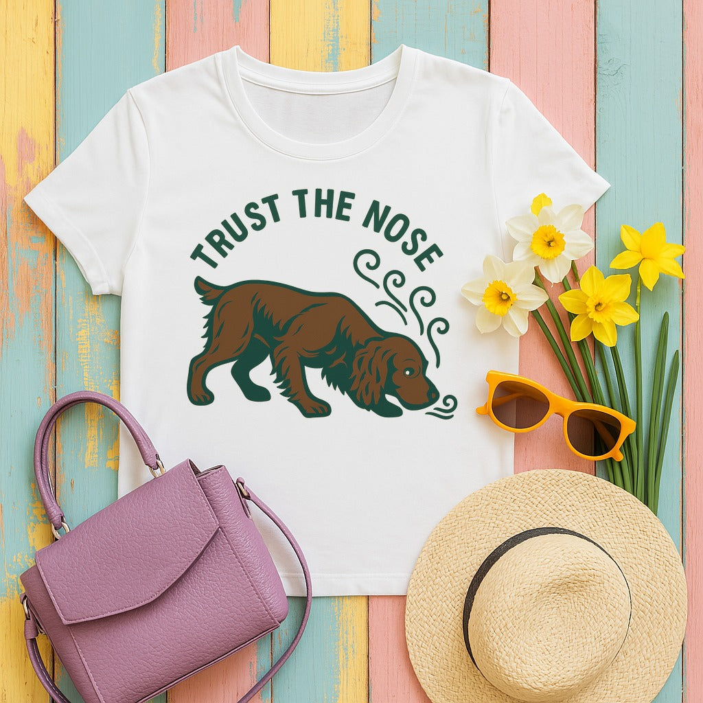 Boykin Spaniel Trust the Nose T-shirt in White