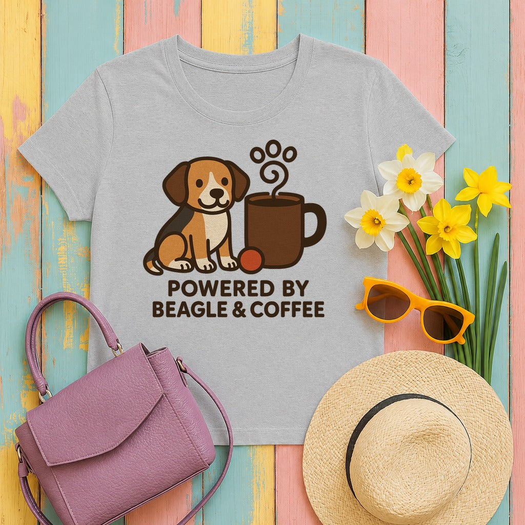 Powered By Beagle & Coffee Premium T-Shirt in Sport Grey