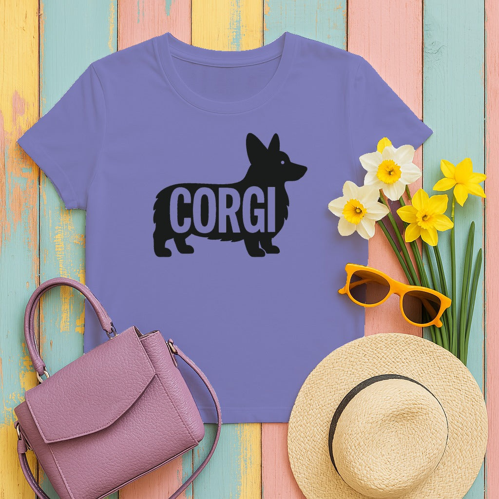 Royal Corgi Silhouette T-Shirt in Violet