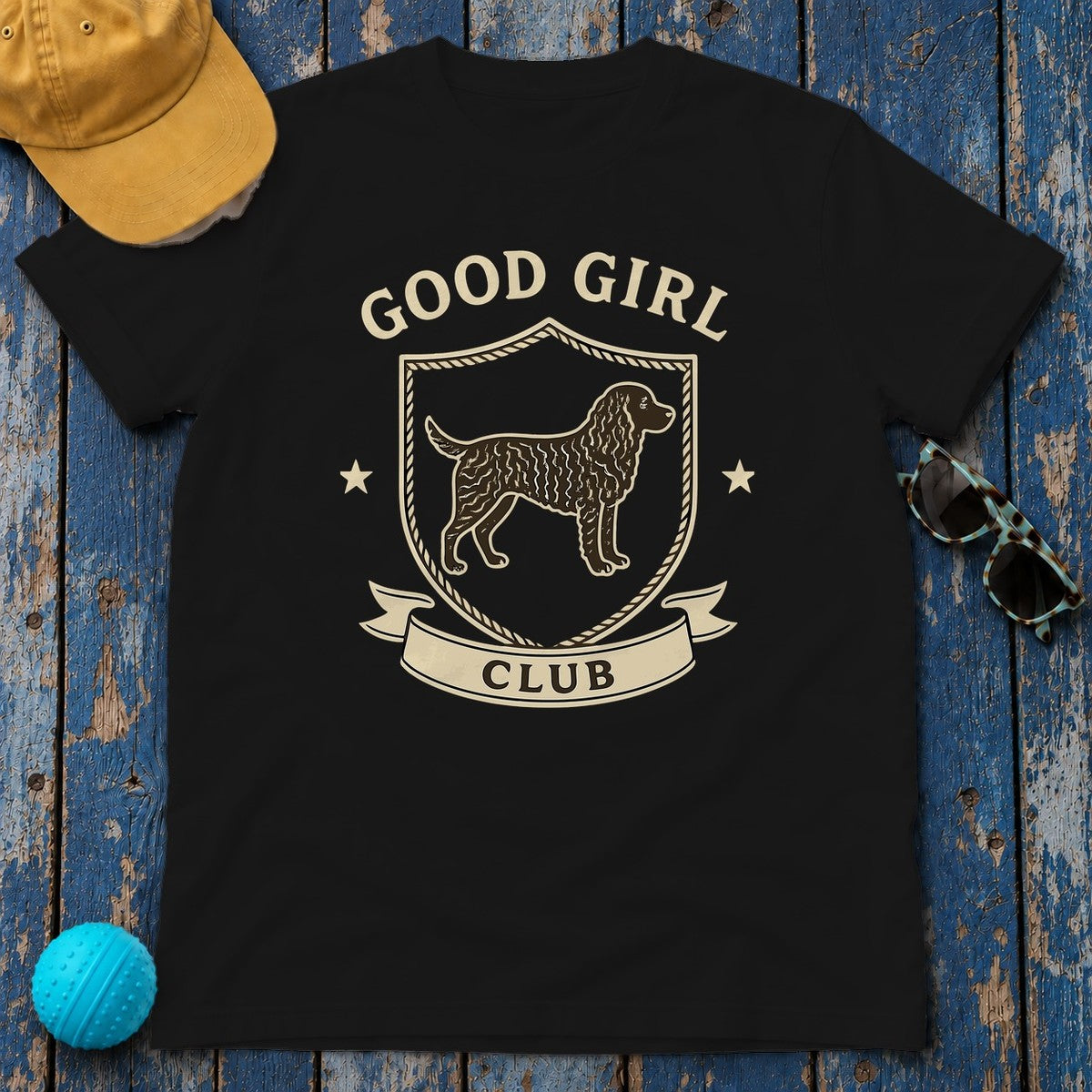 American Water Spaniel Good Girl Club Tee in Black