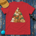 Golden Retriever Christmas Tree t-shirt in Red, flat lay