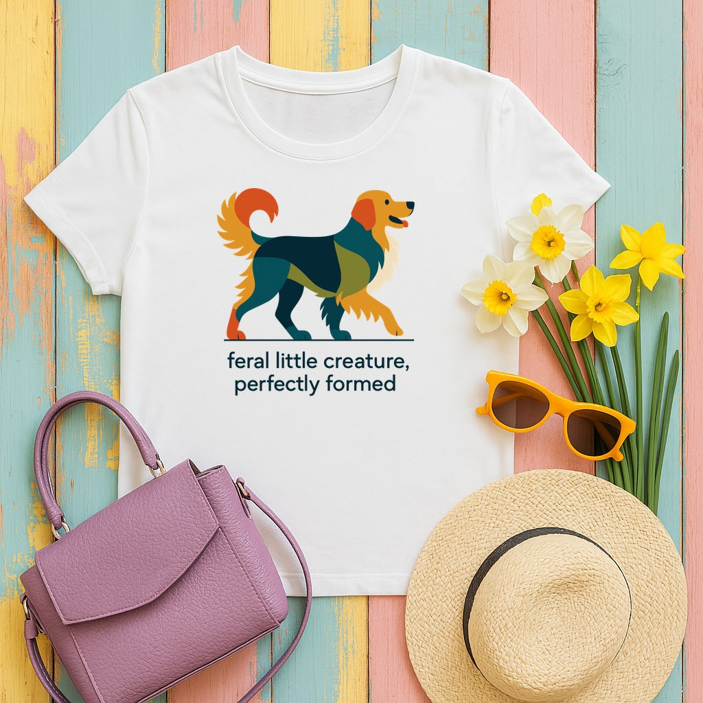 Feral Creature Golden Retriever T-Shirt in White