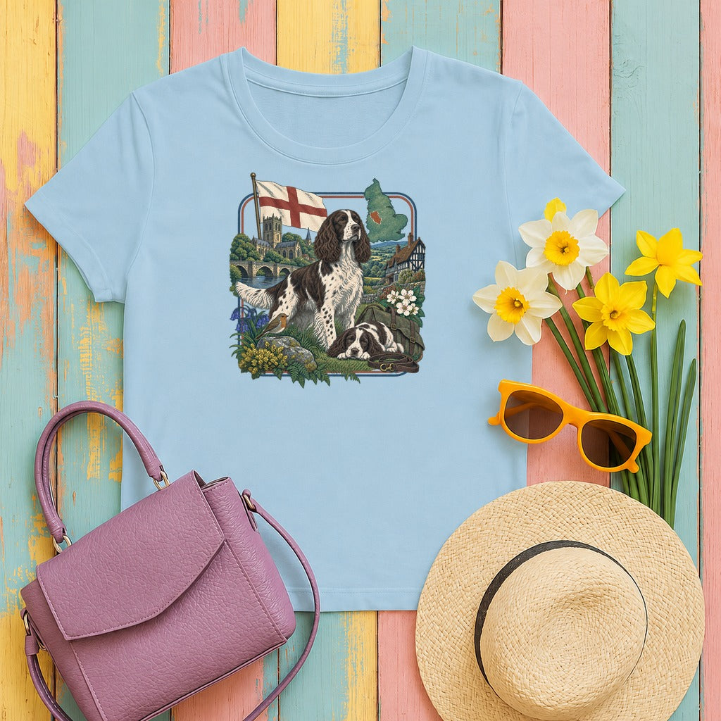 English Springer Spaniel England Heritage tee, Light Blue
