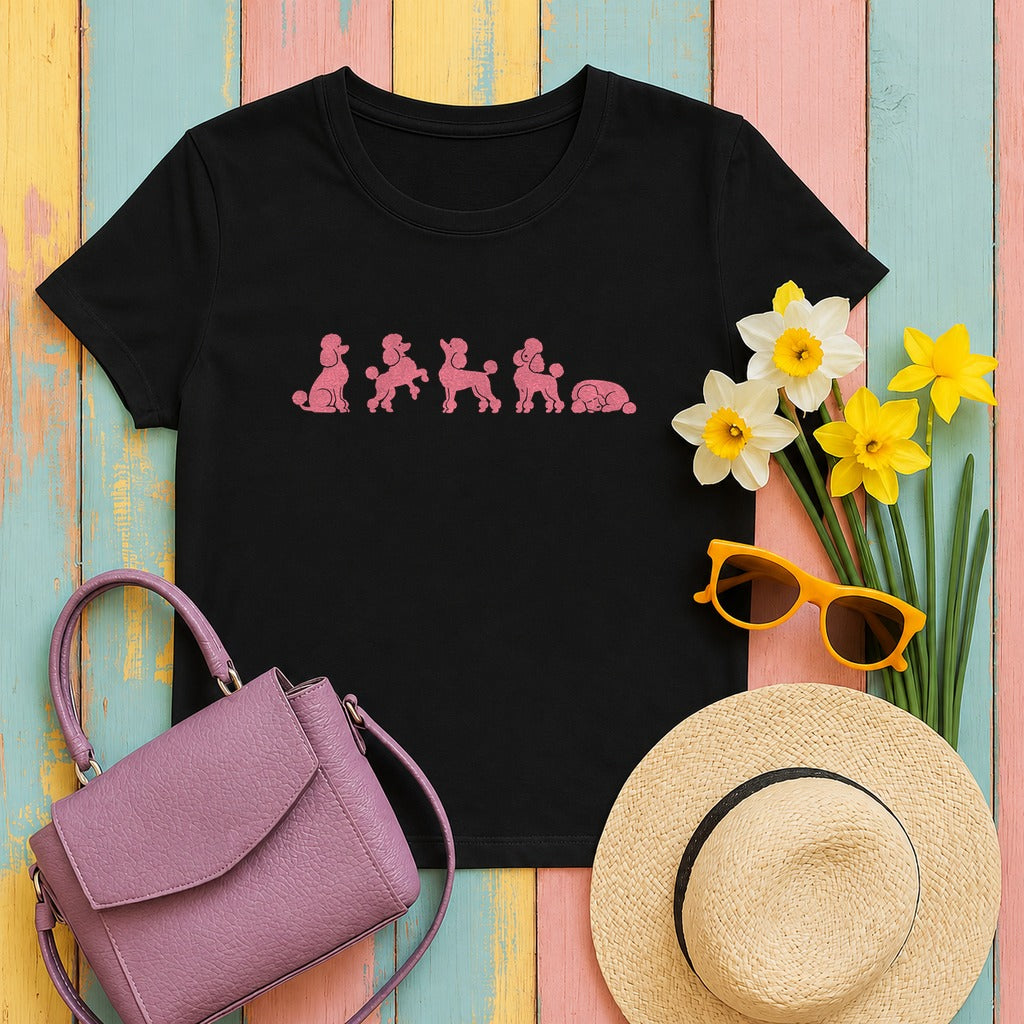 The Poodle Promenade T-Shirt in Black