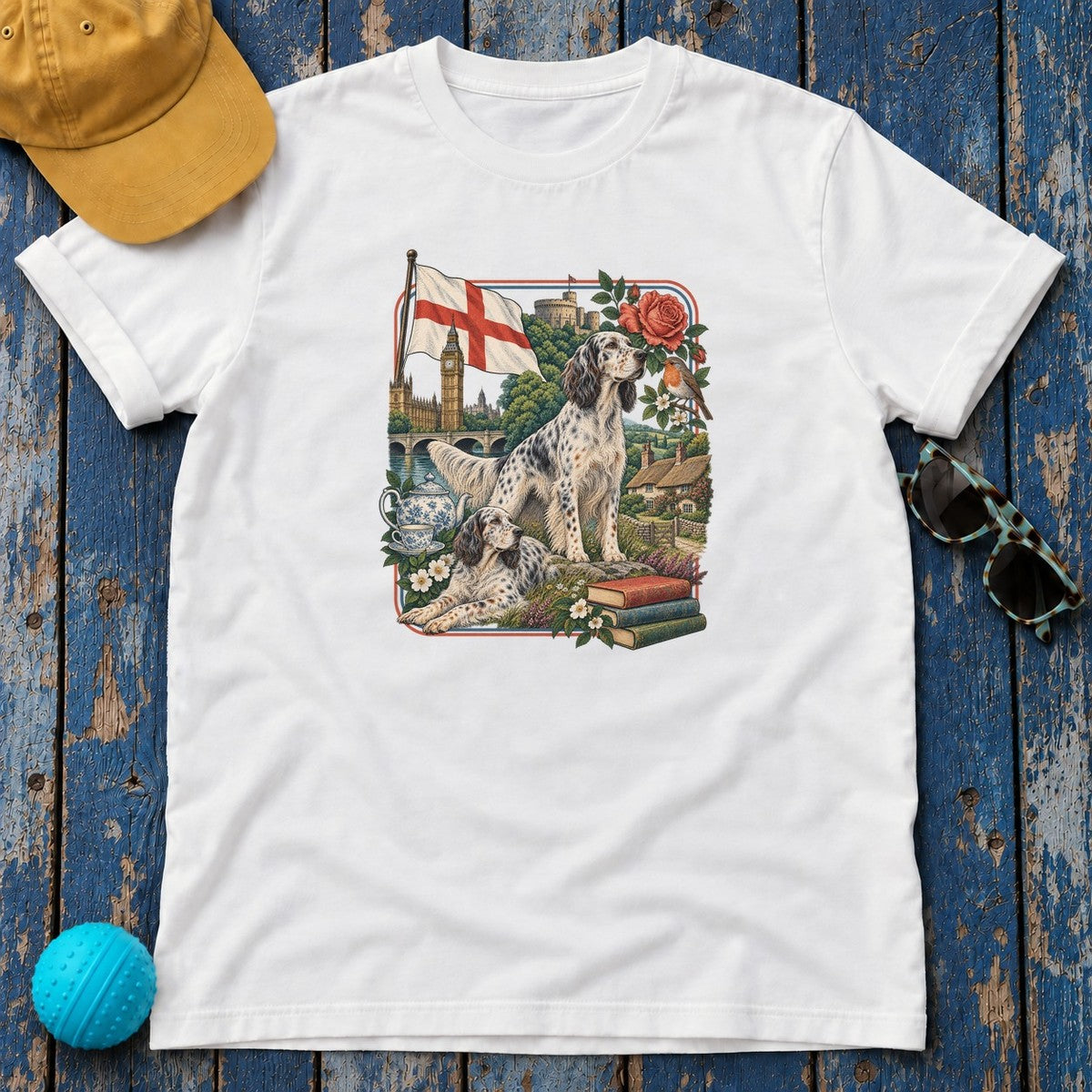 English Setter England Heritage T-Shirt in White