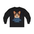 Clever Corgi Confidence Long Sleeve Tee in Black