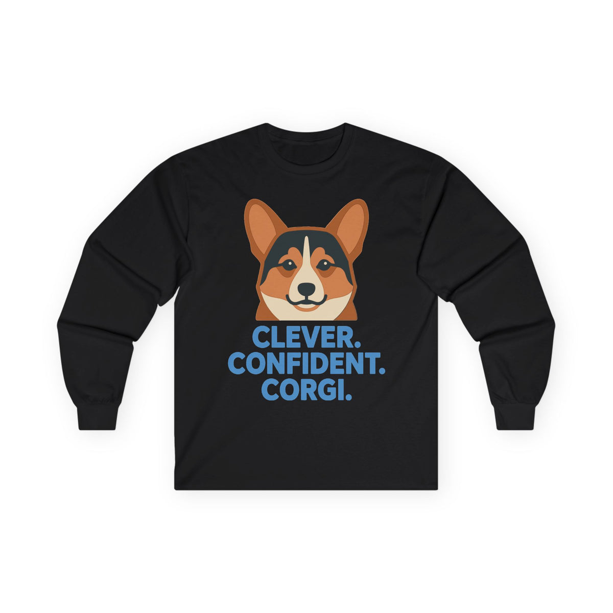 Clever Corgi Confidence Long Sleeve Tee in Black