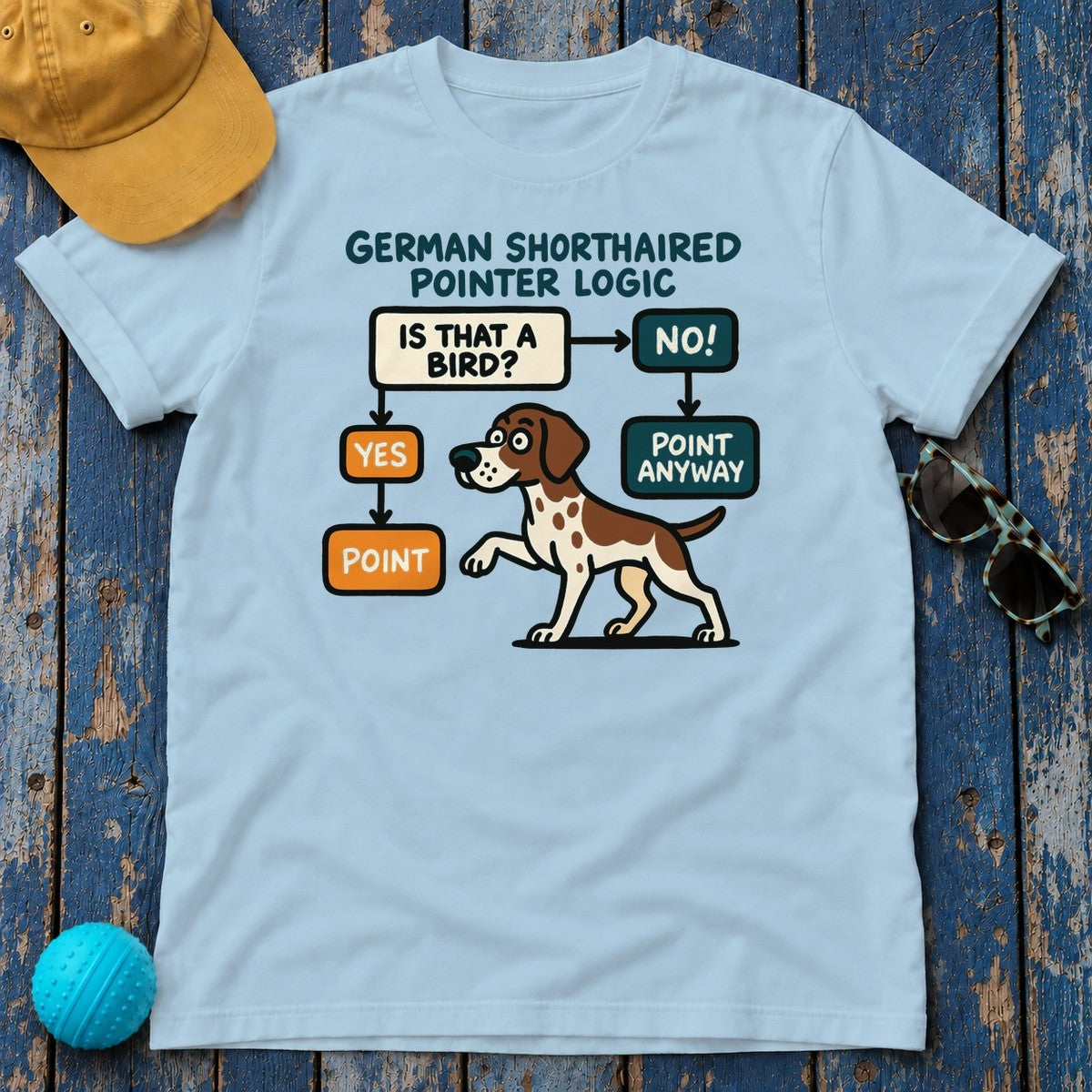 German Shorthaired Pointer Logic T-shirt in Light Blue