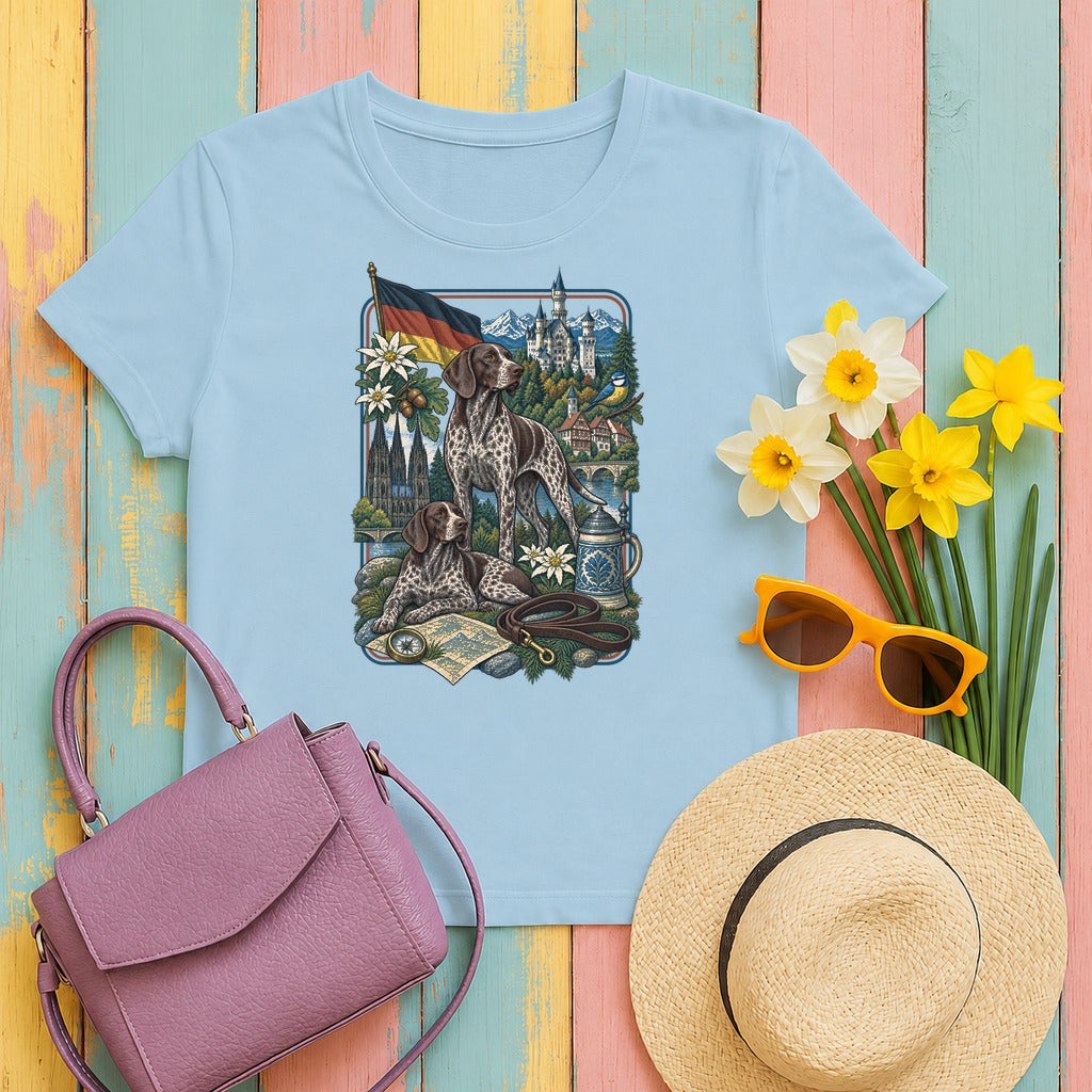 German Shorthaired Pointer Germany Heritage tee, Light Blue