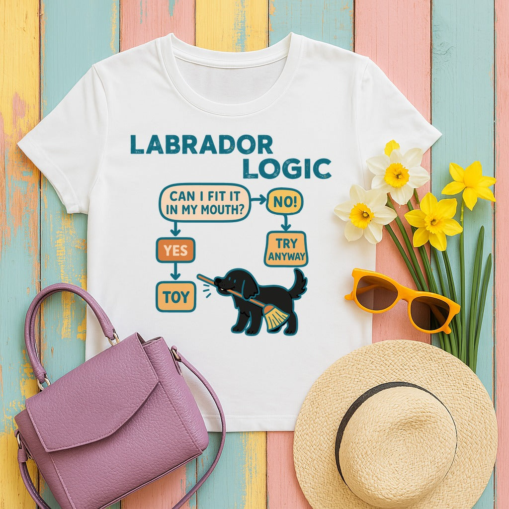 Labrador Logic Flowchart T-shirt in White