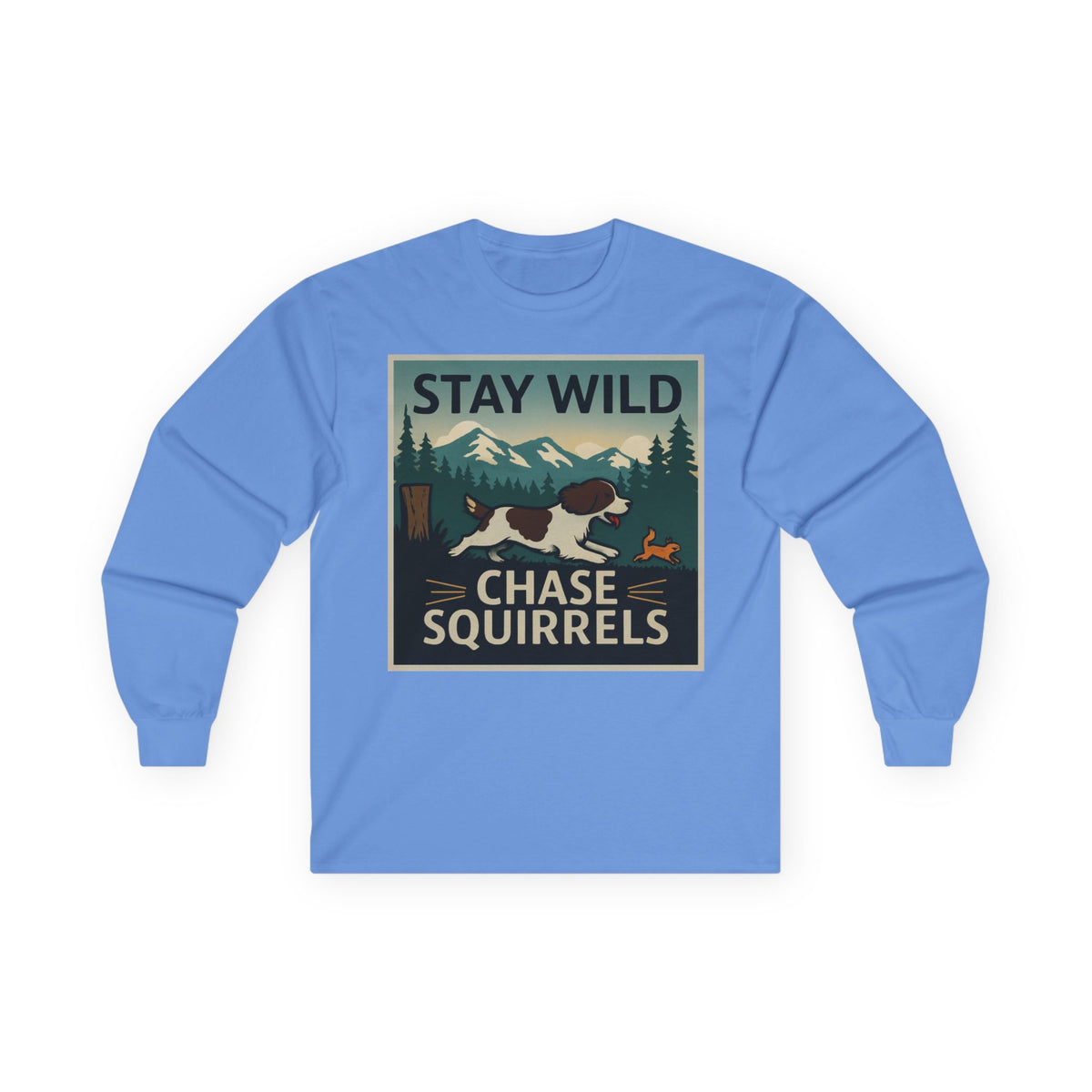 Stay Wild Chase Squirrels Springer Long Sleeve Tee in Carolina Blue