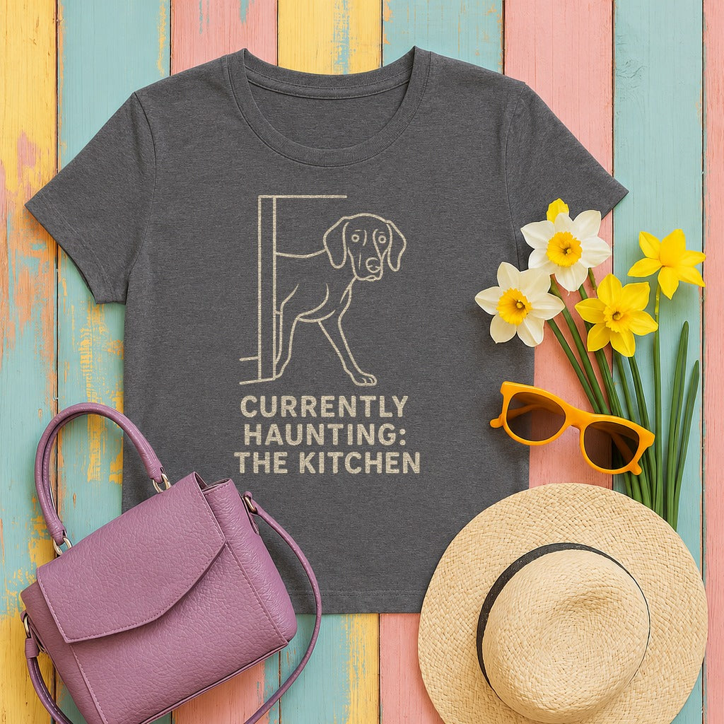 Weimaraner Currently Haunting Tee in Dark Grey Heather