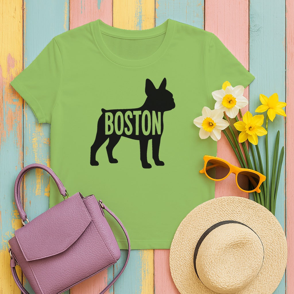 Boston Frenchie Silhouette T-Shirt in Lime