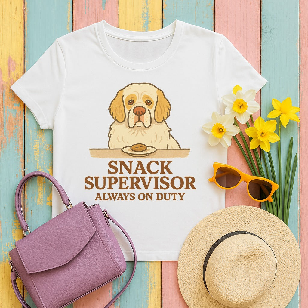 Clumber Snack Supervisor Tee in White