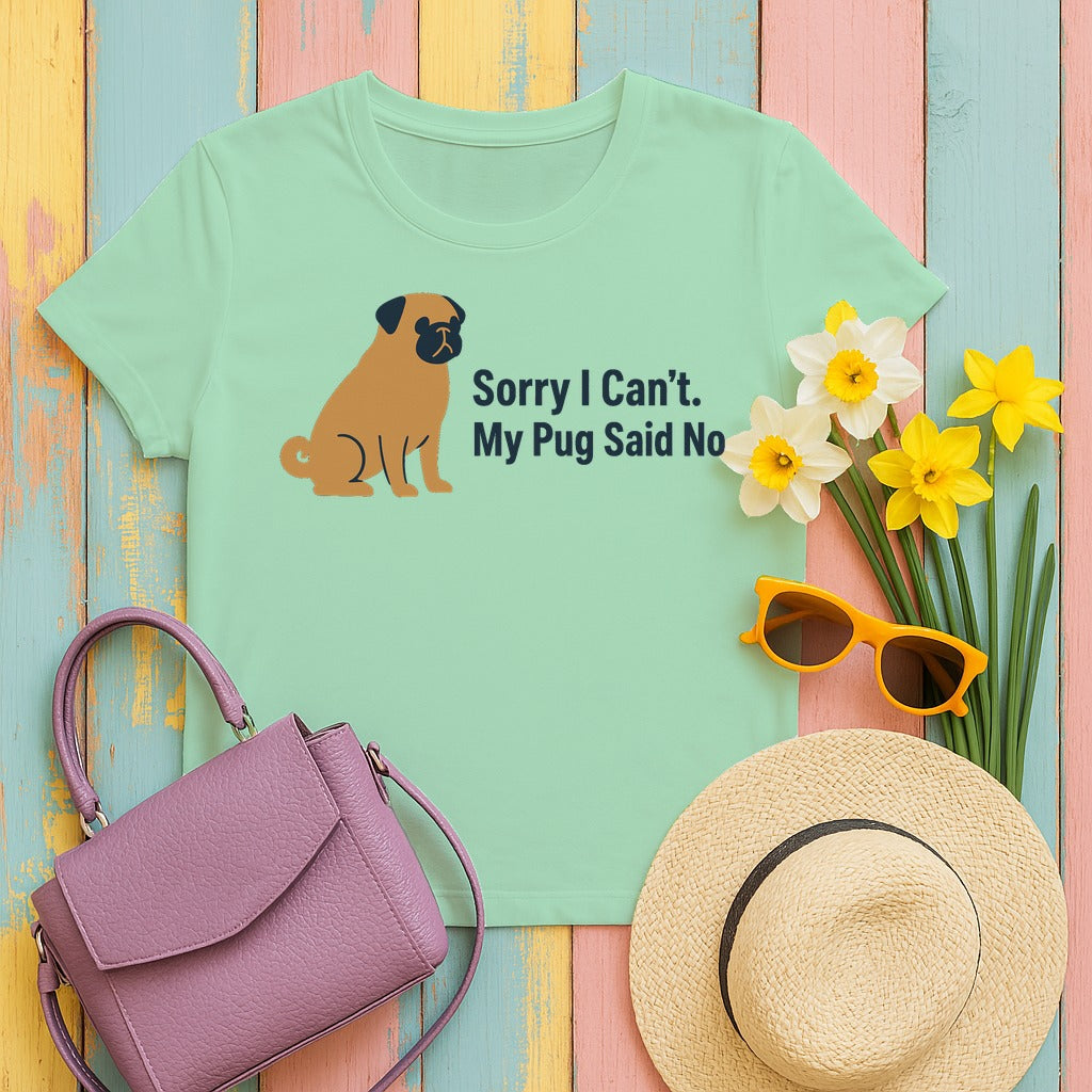 The Pug Said No Statement T-Shirt in Mint Green