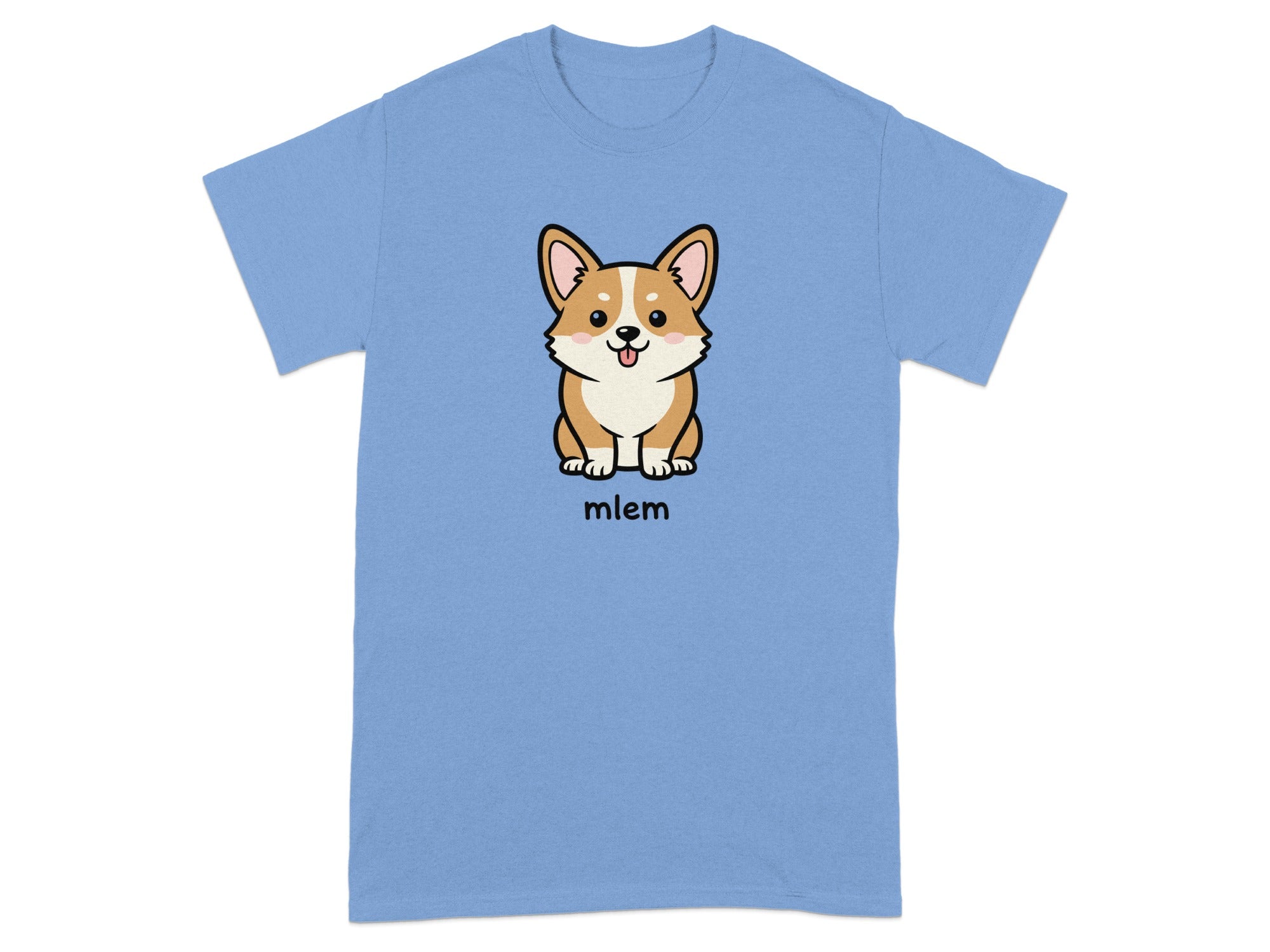 Cute Corgi Cartoon with Mlem Text T-shirt