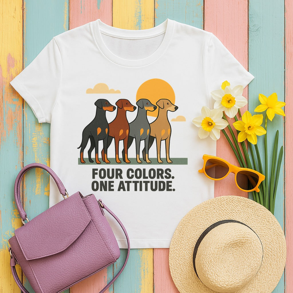 Doberman Four Colors One Attitude Tee in White