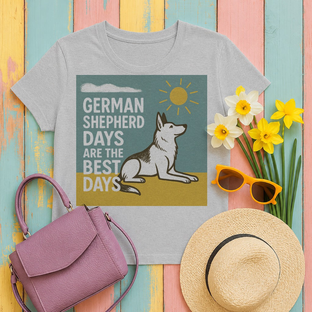 German Shepherd Best Days T-Shirt in Sport Grey