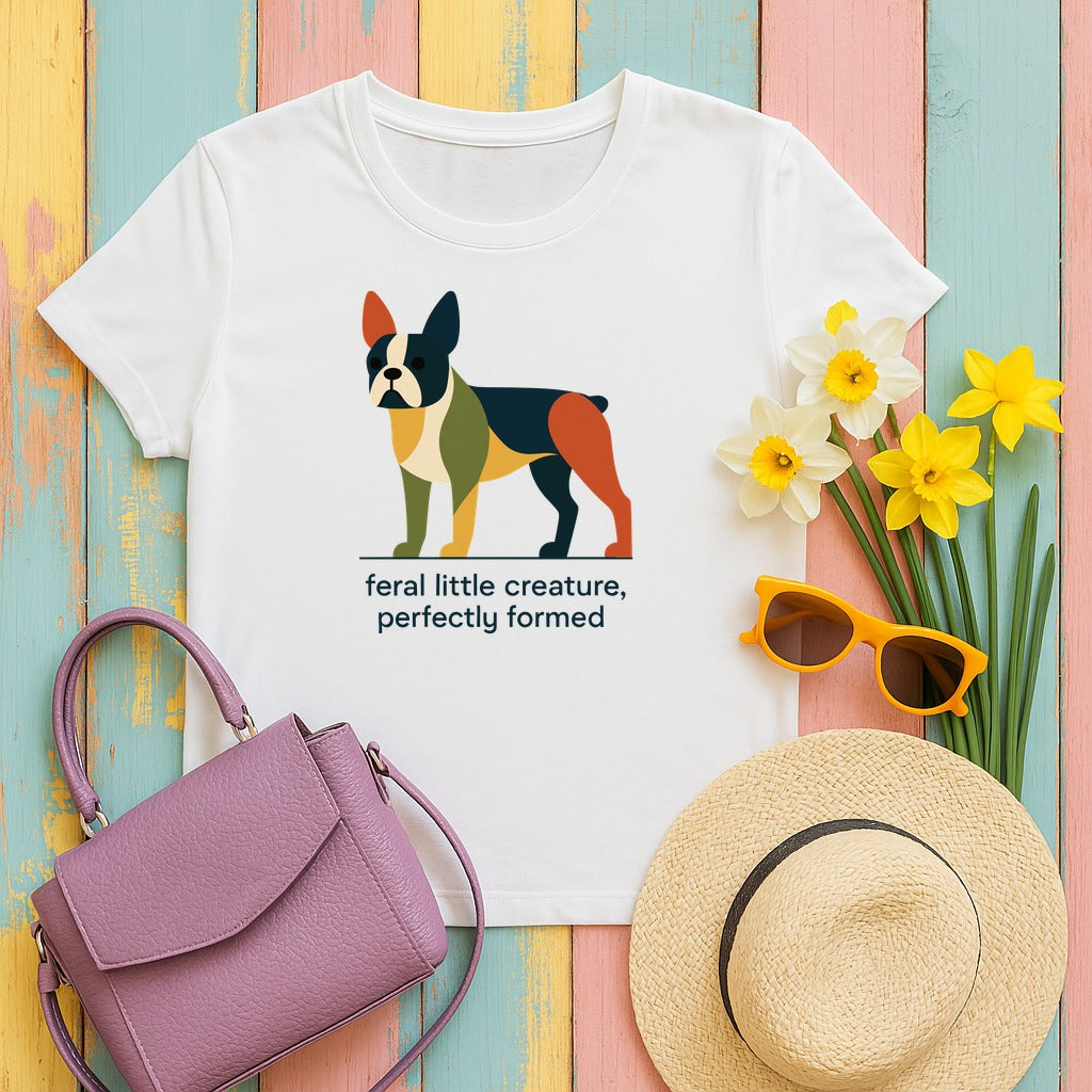 Feral Little Creature Boston Terrier T-Shirt in White