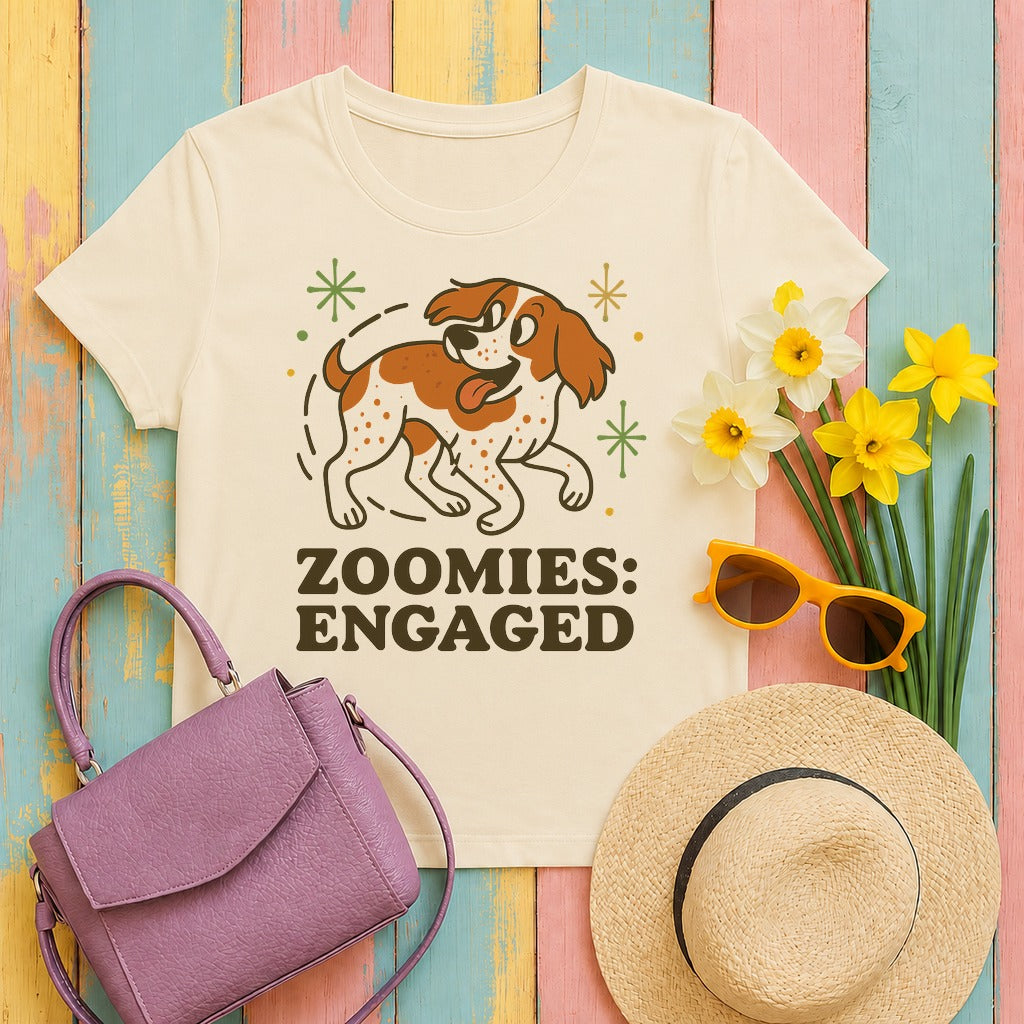 Brittany Spaniel Zoomies Engaged Tee