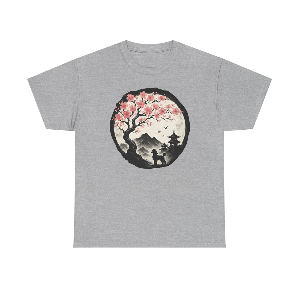 Asian Landscape With Poodle Silhouette T-Shirt