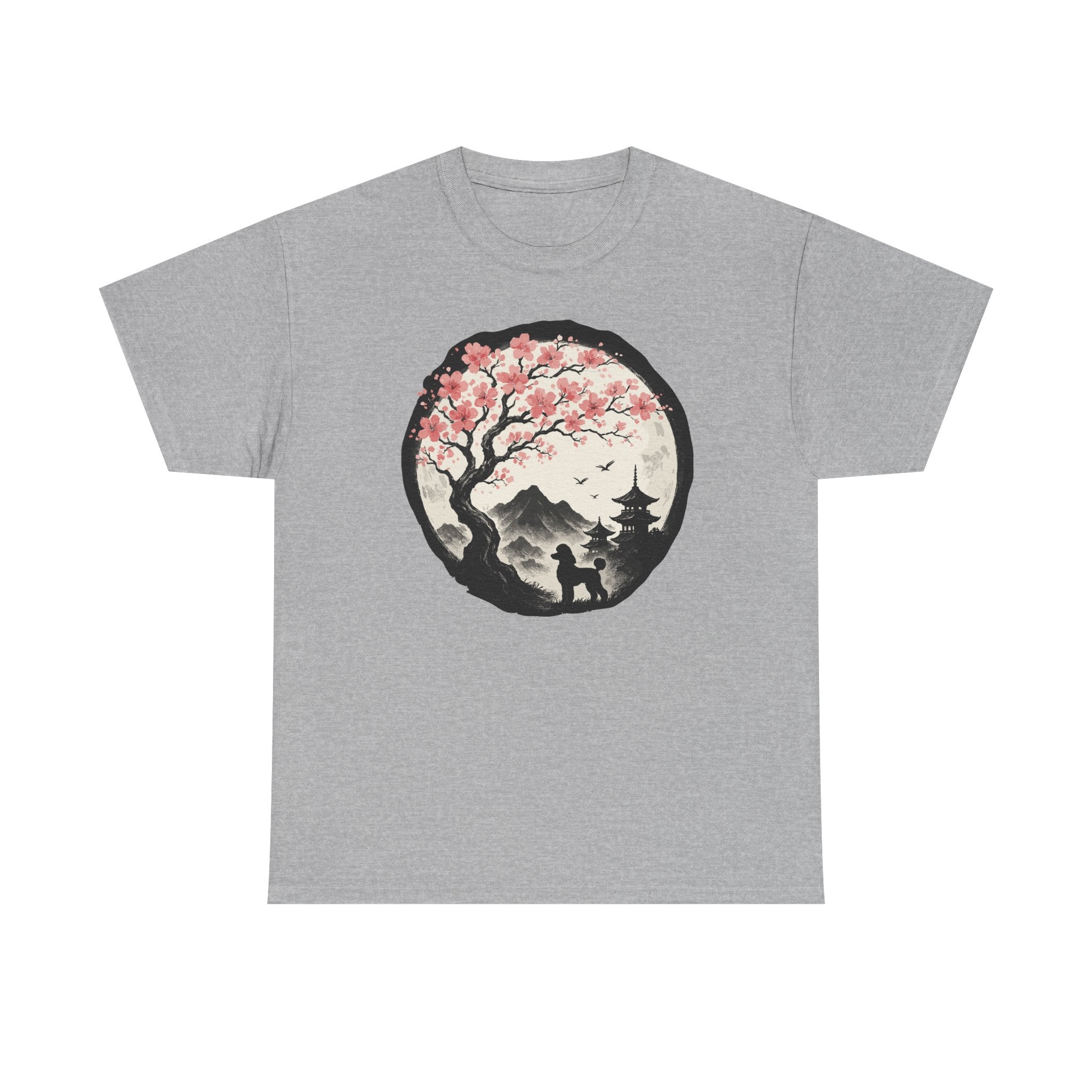Asian Landscape With Poodle Silhouette T-Shirt