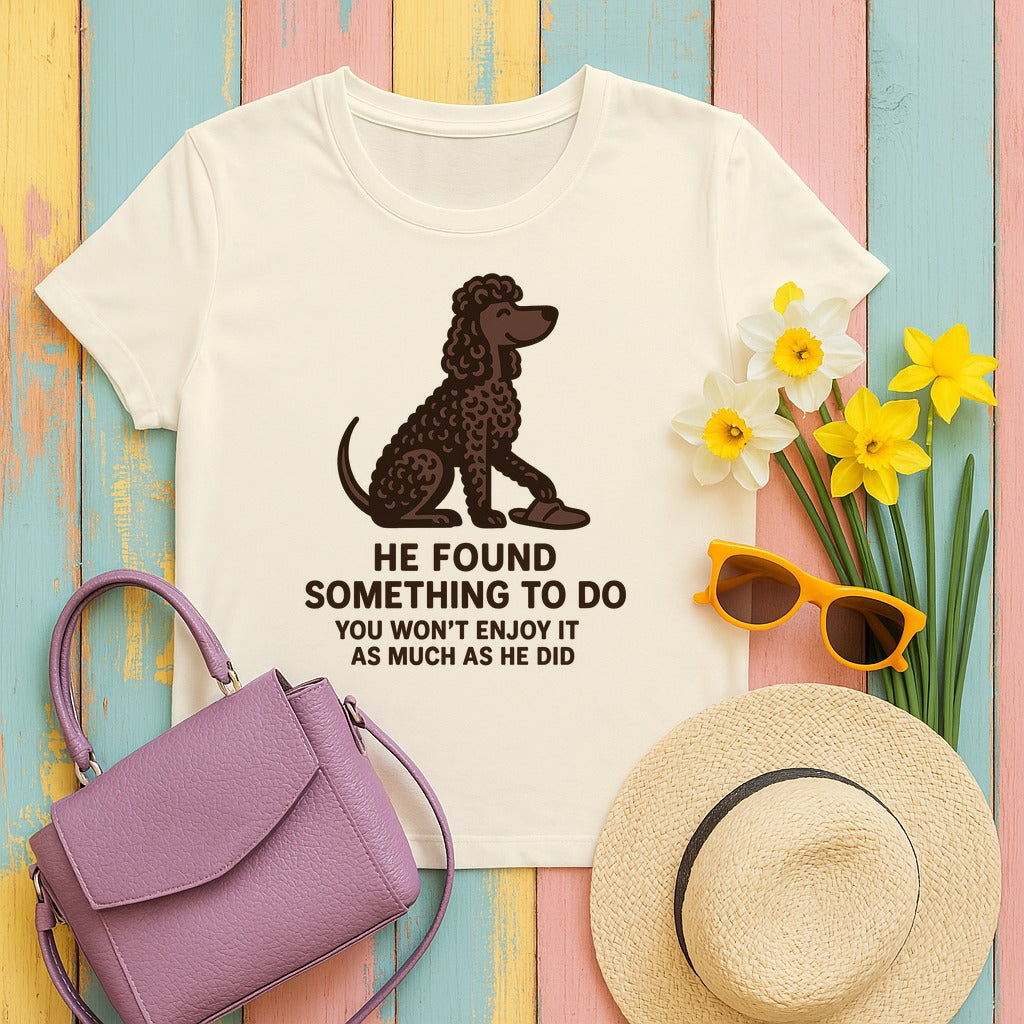 Irish Water Spaniel He Found Something To Do Tee in Natural