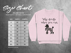 Gildan 18000 sweatshirt size chart with Poodle graphic and "Why doodle when you can POODLE" text.