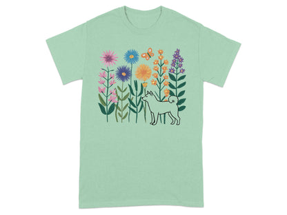 Colorful Garden with Dog Graphic T-Shirt product type