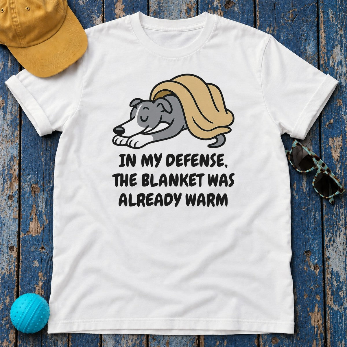 Whippet Blanket Was Already Warm Tee in White