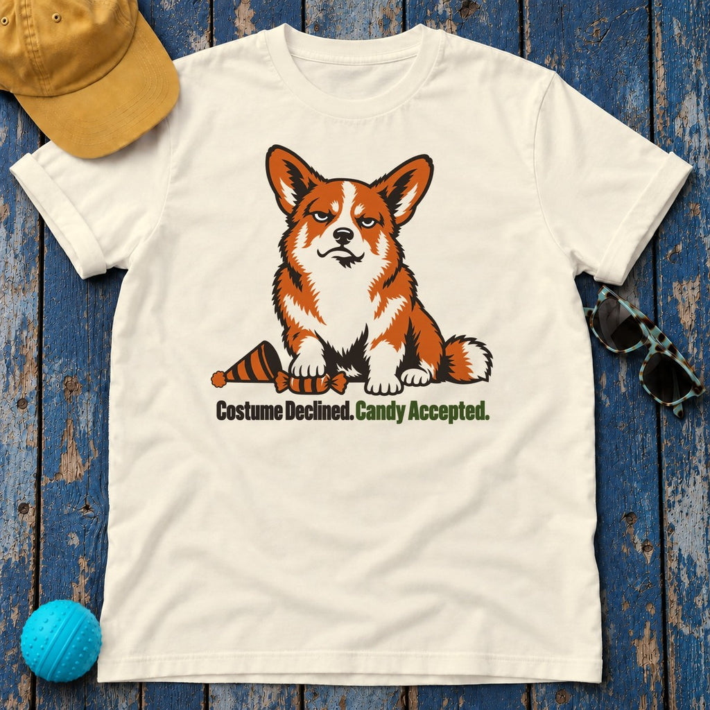 Costume Declined Candy Accepted Corgi T-Shirt — Natural