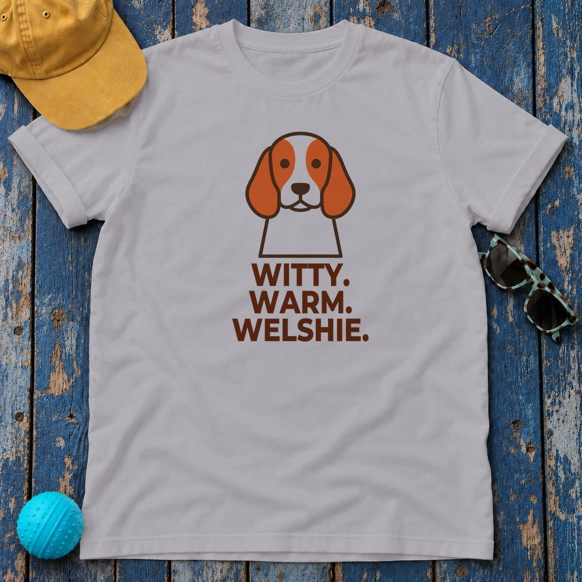 Witty. Warm. Welshie. Welsh Springer Spaniel T-Shirt in Athletic Heather