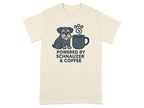 Schnauzer dog and coffee mug graphic with text "Powered by Schnauzer & Coffee."