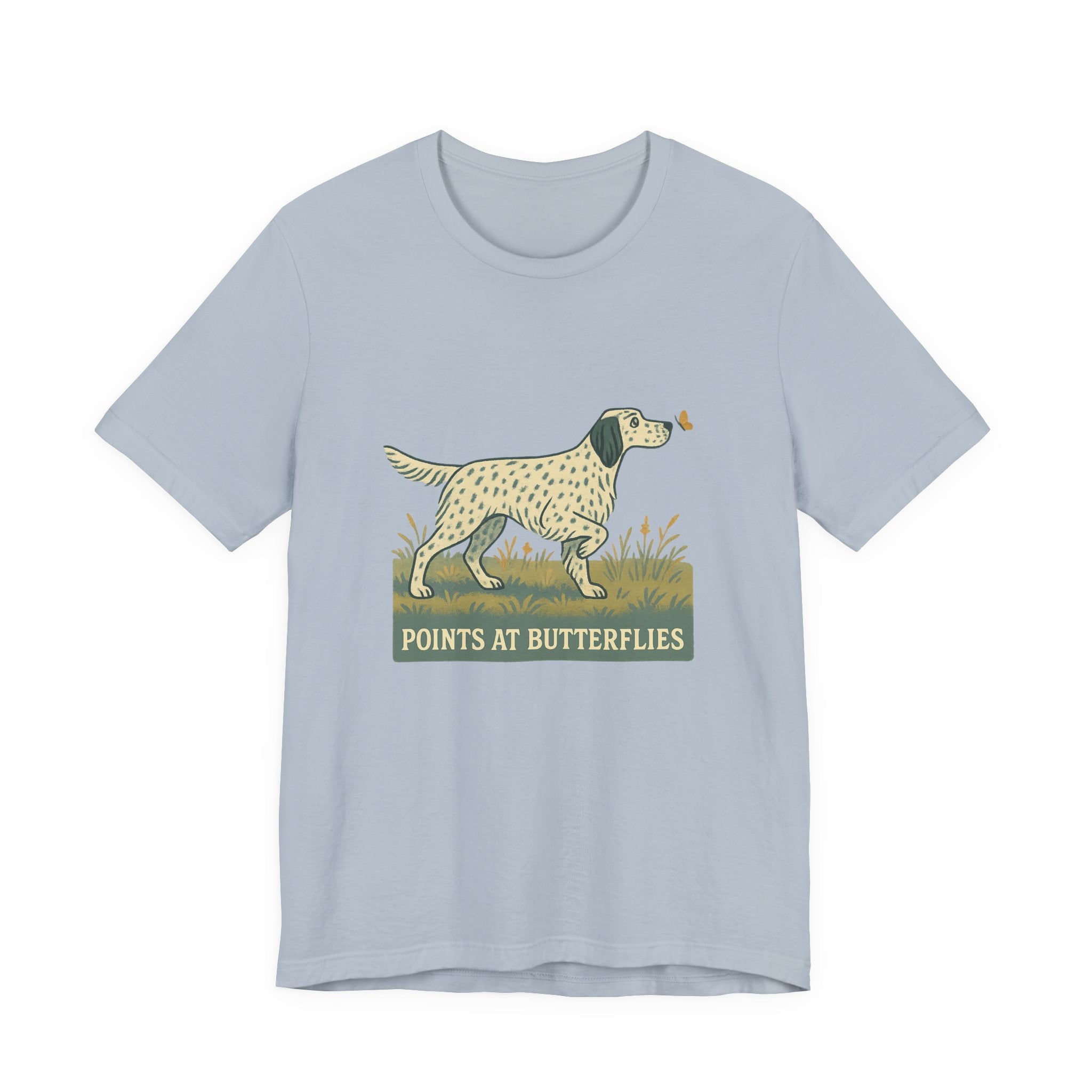 English Setter Points at Butterflies Tee
