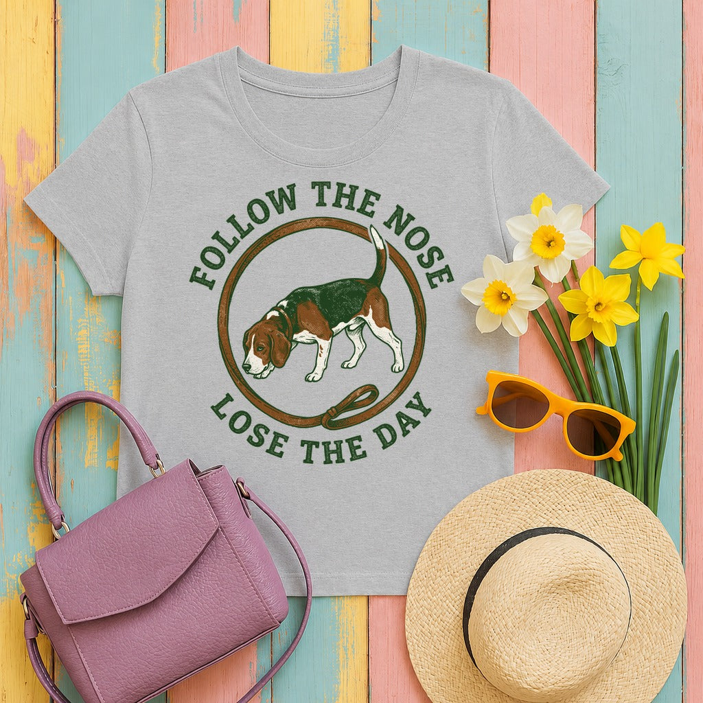 Follow the Nose Beagle T-Shirt in Sport Grey