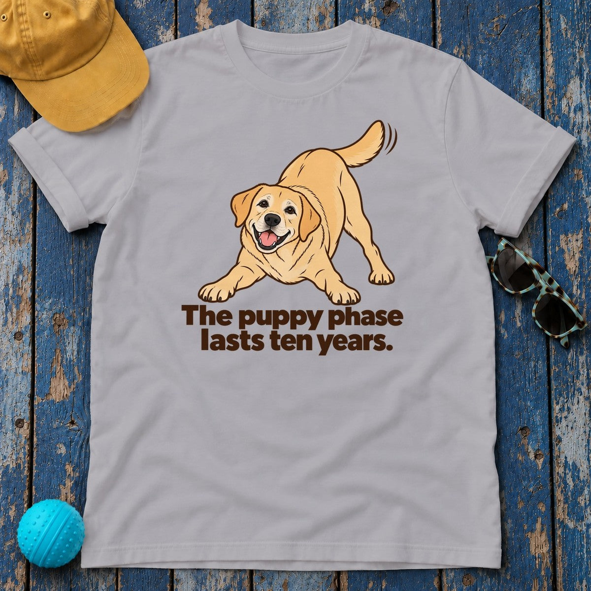 The Puppy Phase Lasts Ten Years Yellow Lab T-Shirt in Athletic Heather
