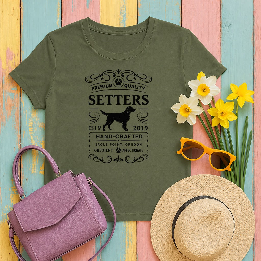 Premium Quality Setters EST 2019 Hand Crafted T-Shirt in Military Green