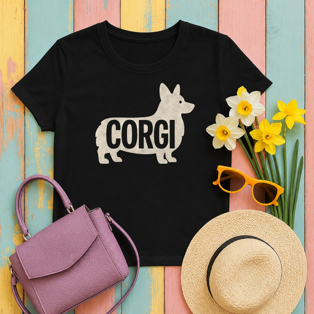 Artful Corgi Silhouette Premium T-Shirt in Black
