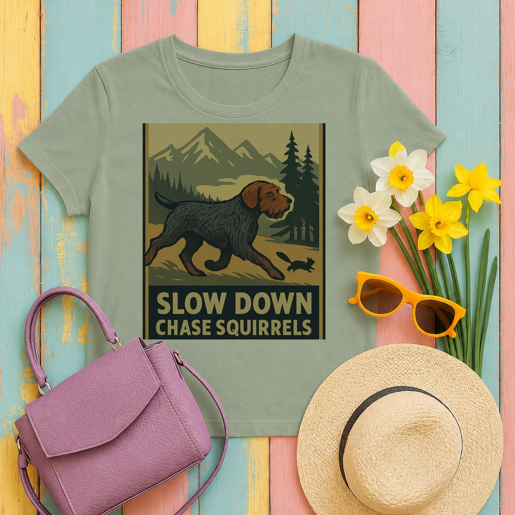wpg slow-down-squirrel tee flat lay hero v8