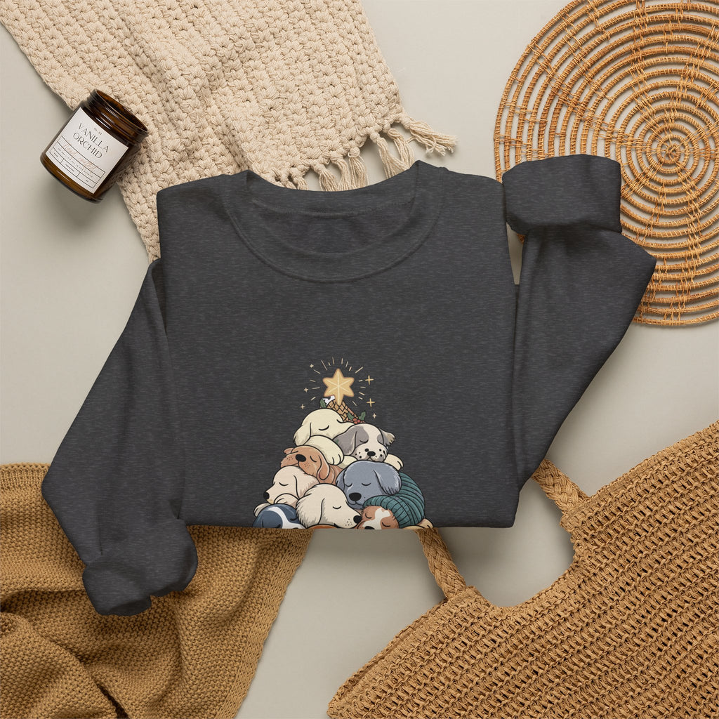 Sleeping Dogs Stacked Christmas Tree Funny Holiday Sweatshirt