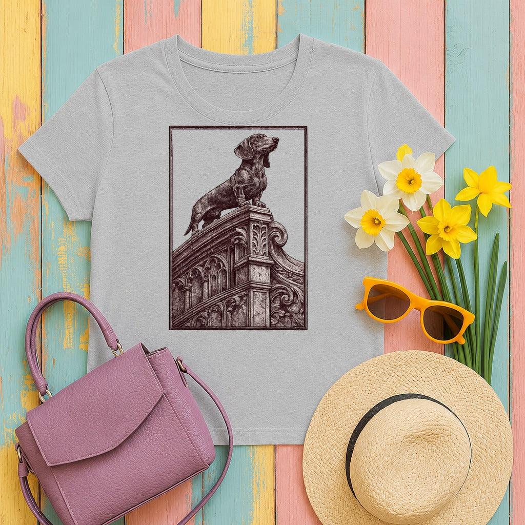 Regal Dachshund Crest T-Shirt in Sport Grey