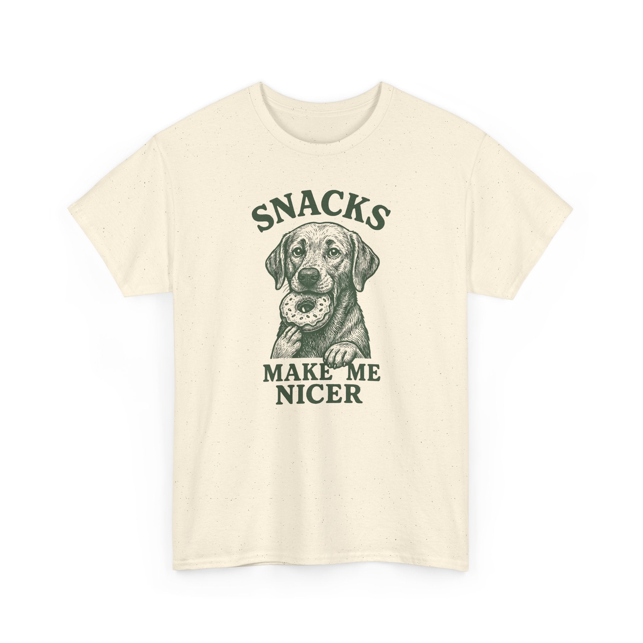Snacks Make Me Nicer Labrador With Donut Graphic Novelty T-Shirt