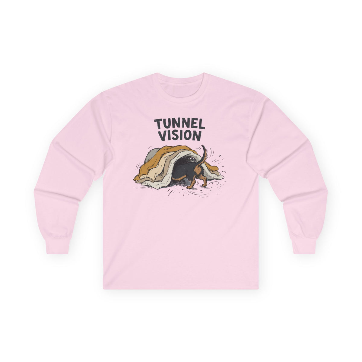 Tunnel Vision Dachshund Lovers Long Sleeve Tee in Light Pink