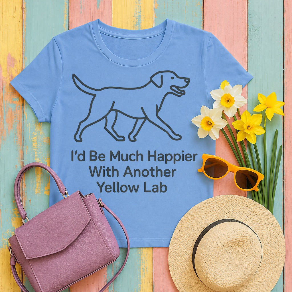 Yellow Lab Happiness Graphic T-Shirt in Carolina Blue