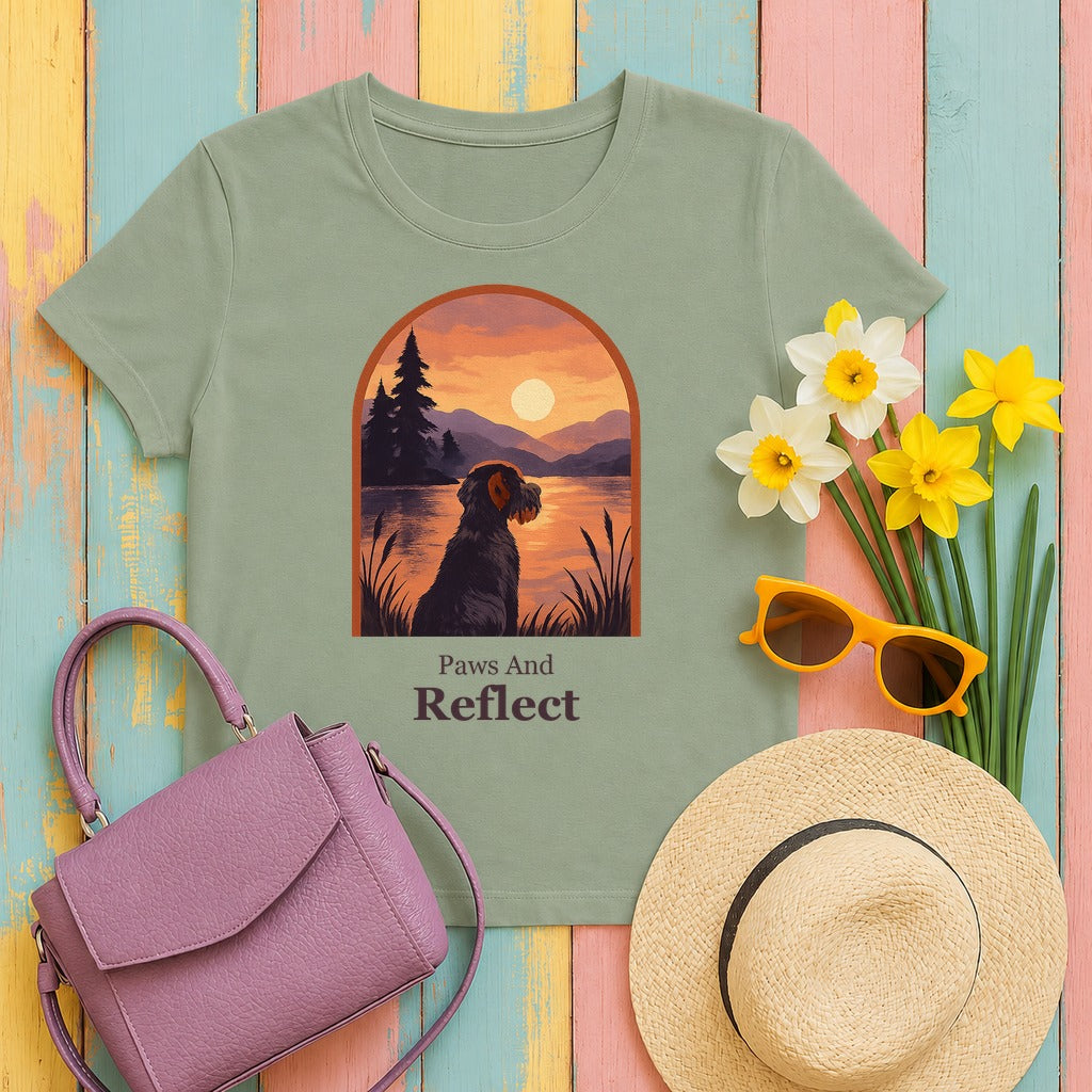 Wirehaired Pointing Griffon Paws and Reflect T-shirt in Sage