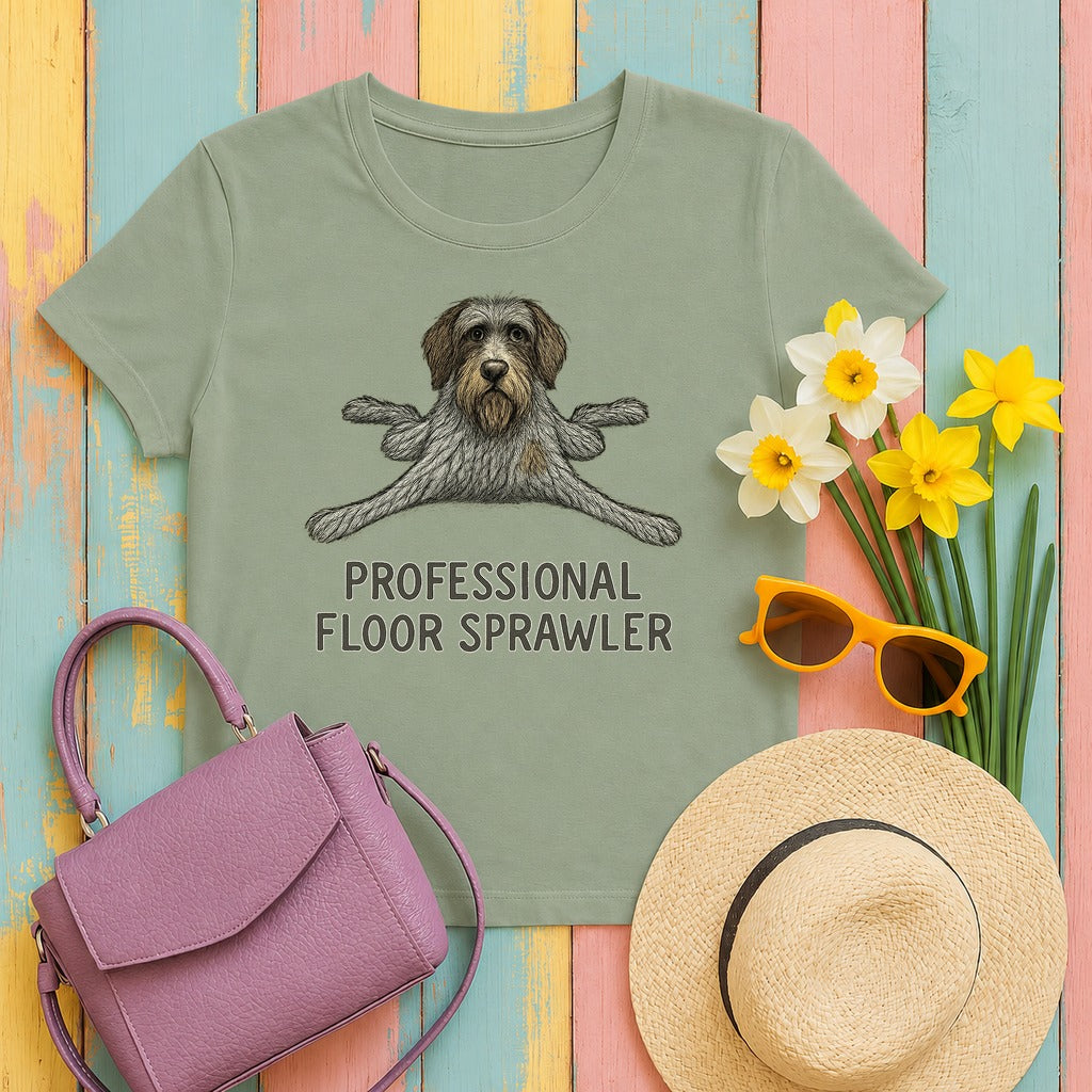 Wirehaired Pointing Griffon Professional Floor Sprawler T-shirt in Sage