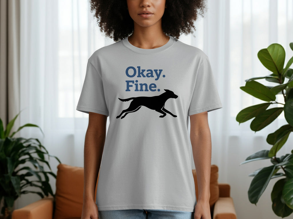 Okay Fine Graphic Dog Print Casual Wear T-Shirt