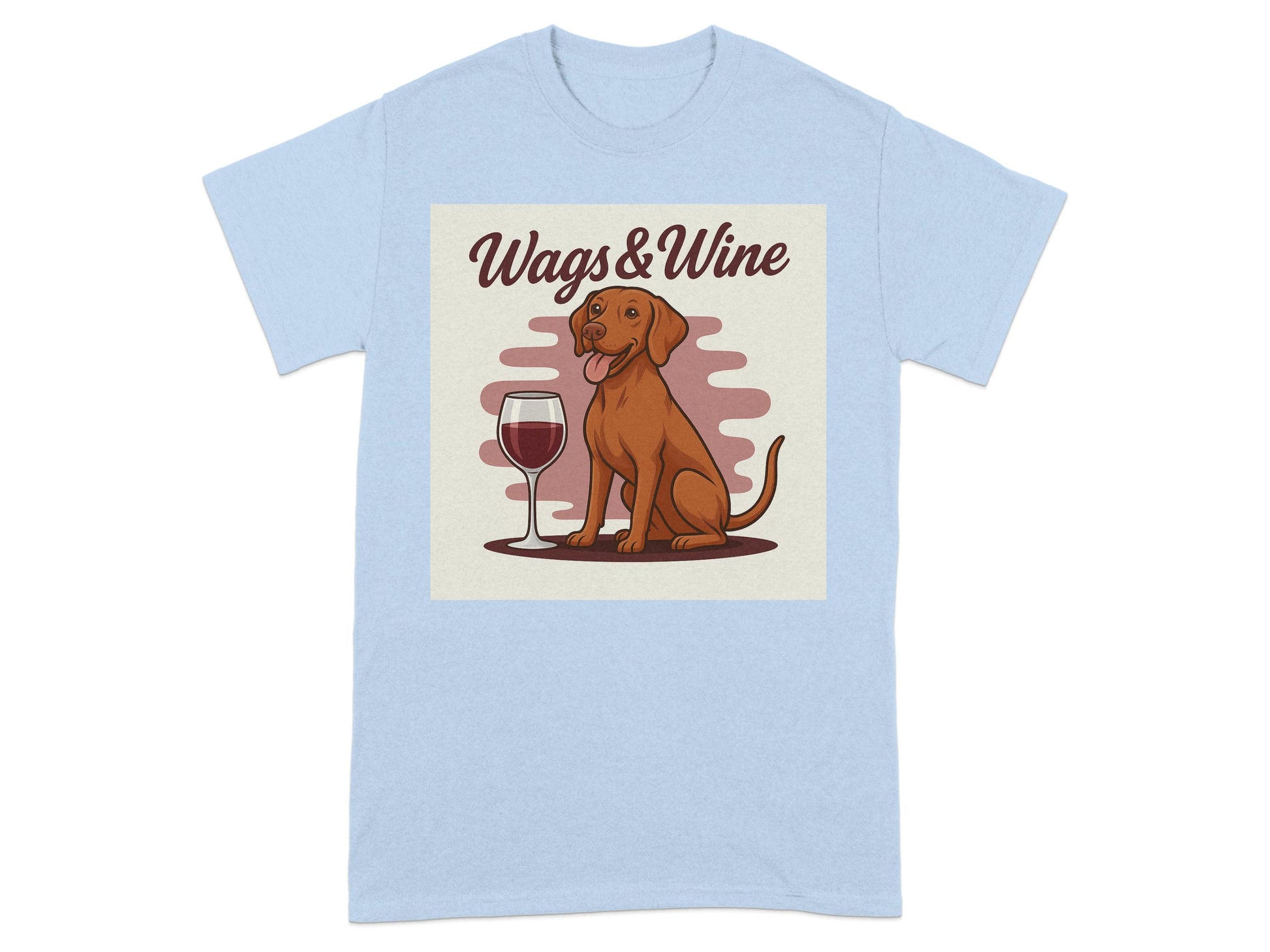 Wags and Wine Cute Dog Graphic Design Shirt product type